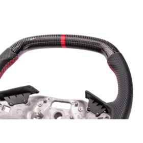 Extreme Online Store Corvette C8 CARBON FIBER Perforated Leather Red Stripe Steering Wheel - Image 9