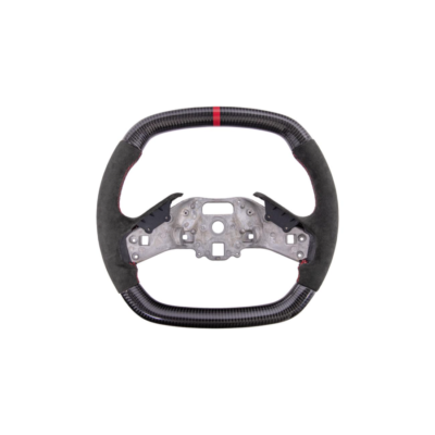 2020-Up Chevrolet Corvette C8 Carbon Fiber Alcantara Leather Red Stripe Steering Wheel