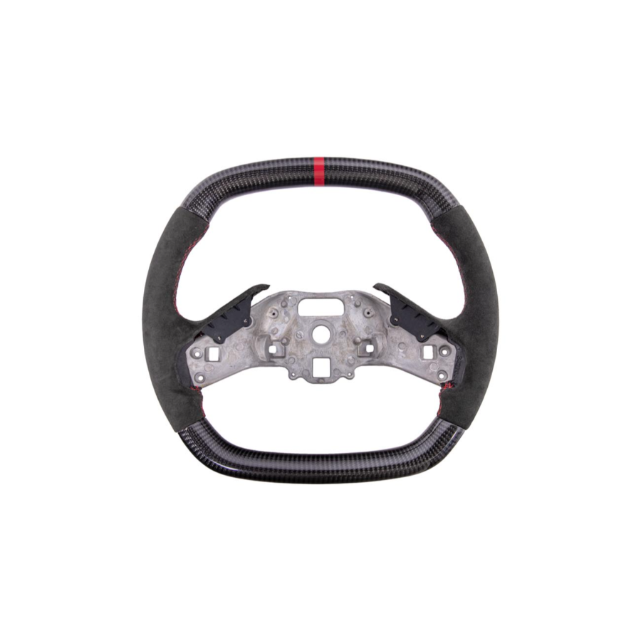 Extreme Online Store EOS Corvette C8 CARBON FIBER Alcantara Leather Red Stripe Steering Wheel for C8 Corvette - Image 2