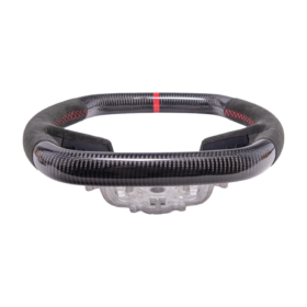 Extreme Online Store Corvette C8 CARBON FIBER Alcantara Leather Red Stripe Steering Wheel - Image 5
