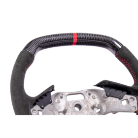 Extreme Online Store Corvette C8 CARBON FIBER Alcantara Leather Red Stripe Steering Wheel - Image 8
