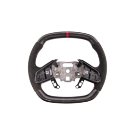 Extreme Online Store Corvette C8 CARBON FIBER Alcantara Leather Red Stripe Steering Wheel - Image 3