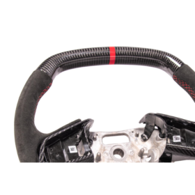 Extreme Online Store EOS Corvette C8 CARBON FIBER Alcantara Leather Red Stripe Steering Wheel for C8 Corvette - Image 16