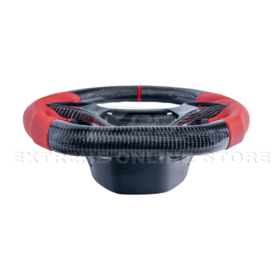 Extreme Online Store Corvette C7 Red Leather Red Stitching Carbon Fiber Steering Wheel - Image 9