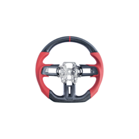 EOS 2015-23 Mustang Red Leather Red Stitching Carbon Fiber Steering Wheel
