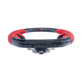 FFP 2015-2023 Ford Mustang S550 Carbon Fiber Red Leather Red Stitching Steering Wheel - image 4