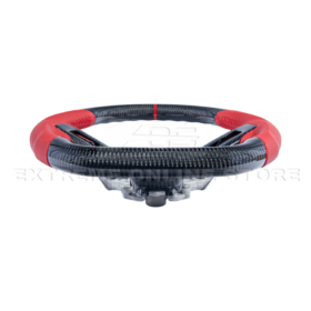 FFP 2015-2023 Ford Mustang S550 Carbon Fiber Red Leather Red Stitching Steering Wheel - image 9