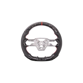 Mustang Forged CARBON FIBER Perforated Leather Red Stripe Steering Wheel - Image 2