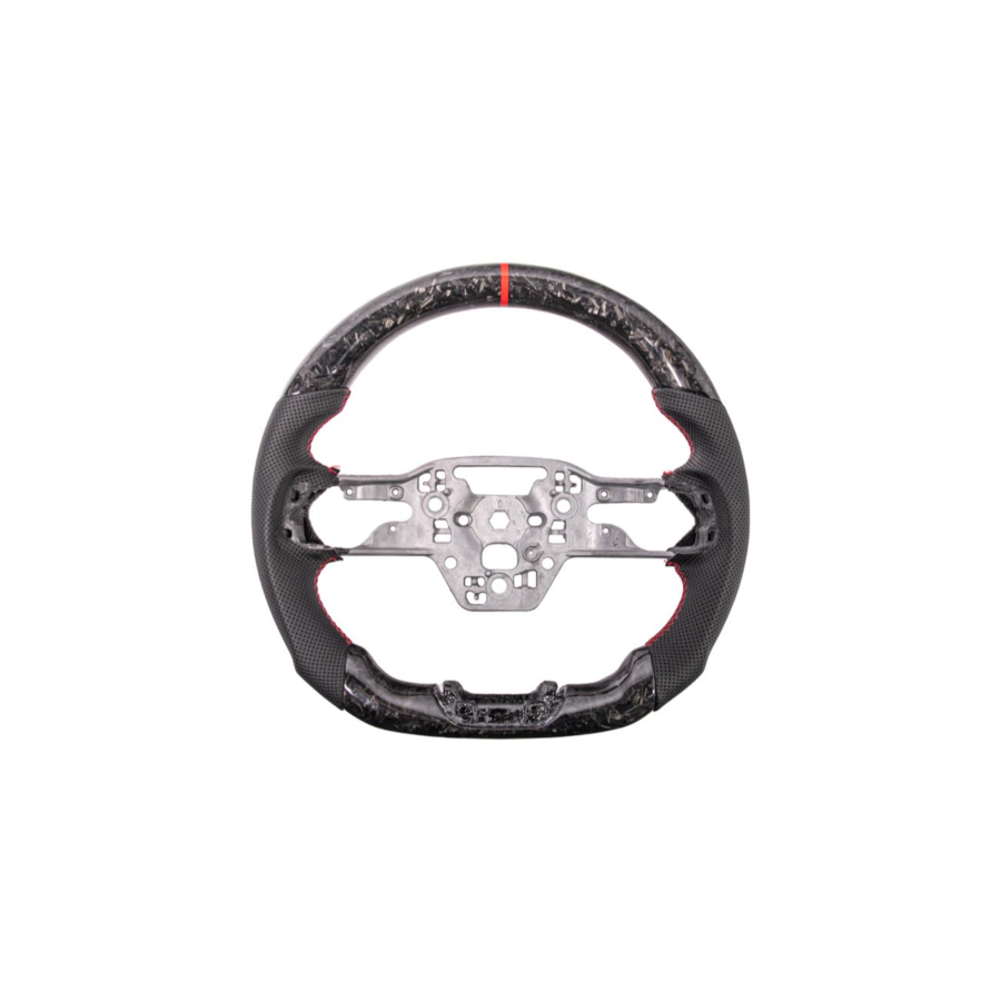 Mustang Forged CARBON FIBER Perforated Leather Red Stripe Steering Wheel - Image 2