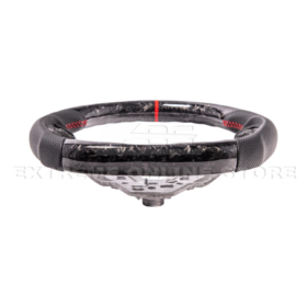 Mustang Forged CARBON FIBER Perforated Leather Red Stripe Steering Wheel - Image 4