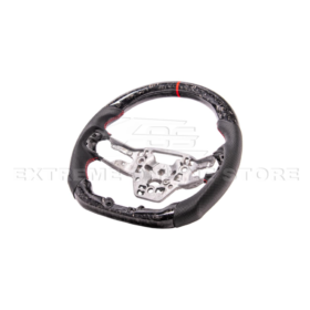 Mustang Forged CARBON FIBER Perforated Leather Red Stripe Steering Wheel - Image 7