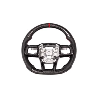 FFP 2024-Up Ford Mustang S650 Carbon Fiber Perforated Leather Red Stripe Steering Wheel