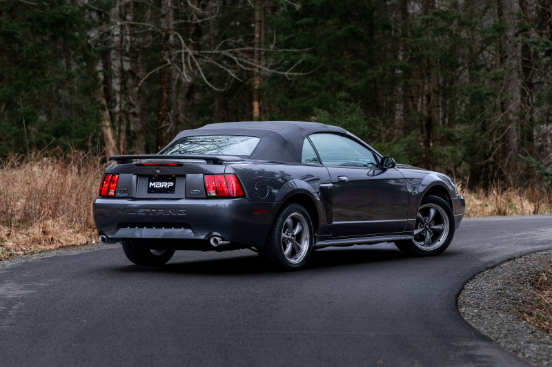 1999-2004 Ford Mustang GT with the MBRP S7221AL cat-back exhaust installed