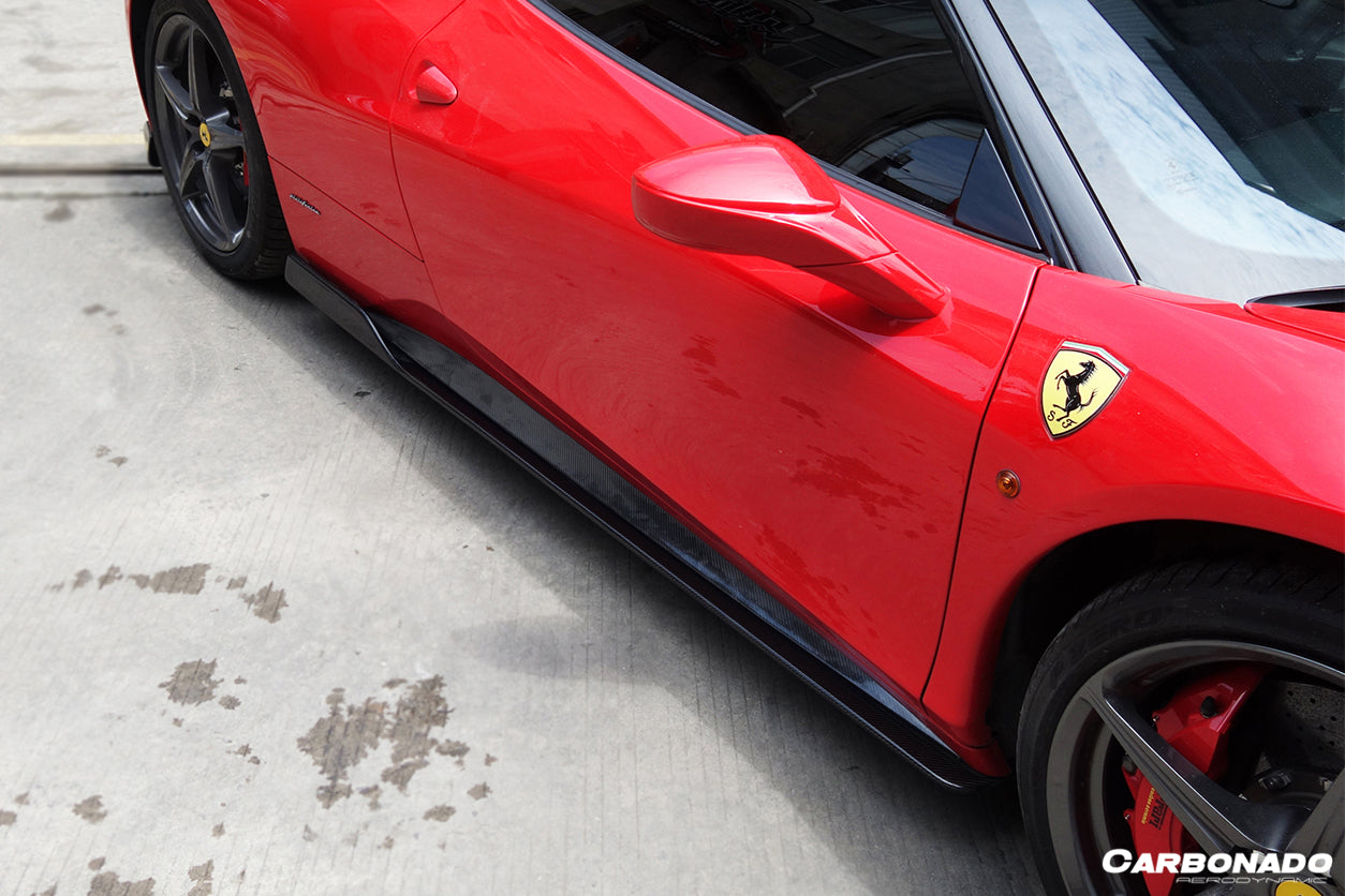 DarwinPRO 2010-2015 Ferrari 458 Italia / Spider AV Style Carbon Fiber Side Skirts - detail 3