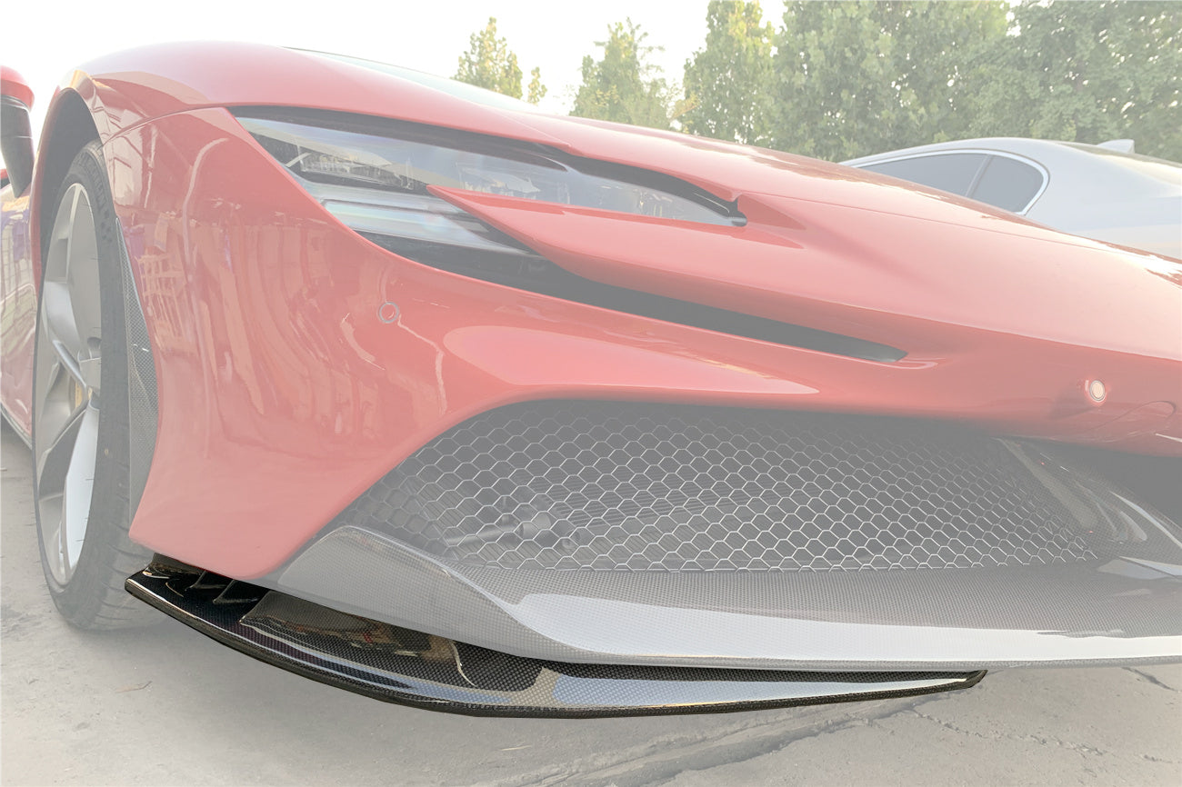 DarwinPRO 2020-UP Ferrari SF90 Stradale and Spider Autoclave Carbon Fiber Front Bumper Side Splitter DarwinPRO (OE) - FF Performance