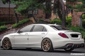 DarwinPRO 2017-2020 Mercedes Benz S63 W222 Sedan BRS Style Rear Diffuser with LED Light and Exhaust Tips - image 4