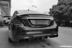 DarwinPRO 2017-2020 Mercedes Benz S63 W222 Sedan BRS Style Rear Diffuser with LED Light and Exhaust Tips - image 5