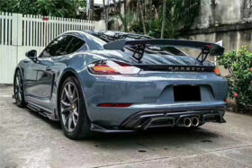 DarwinPRO 2017-2025 Porsche 718 Cayman And Boxster AM Style Carbon Fiber Rear Lip with Caps - image 1