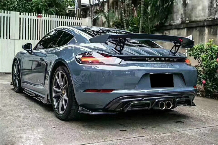 DarwinPRO 2017-2025 Porsche 718 Cayman And Boxster AM Style Carbon Fiber Rear Lip with Caps