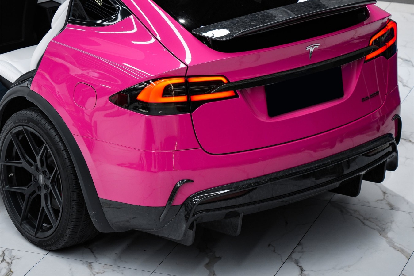 DarwinPRO 2016-2021 Tesla Model X SUV RZS Style Carbon Fiber Rear Bumper Canards