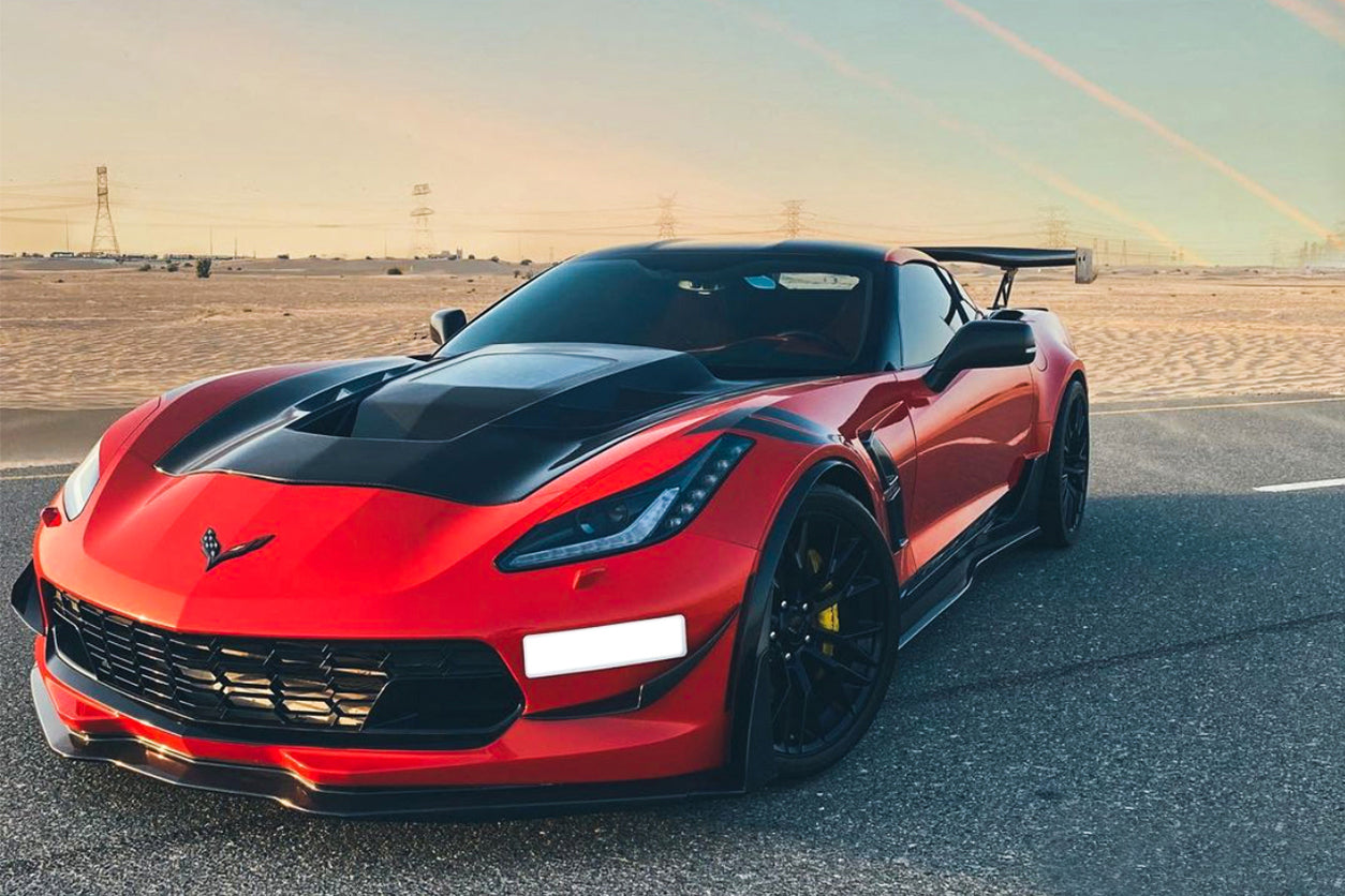 DarwinPRO 2013-2019 Corvette C7 Z51 Z06 Grandsport Carbon Fiber Front Lip with Winglets