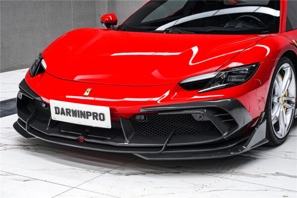 DarwinPRO 2022-2026 Ferrari 296 GTB  GTS Type F171 iMP Carbon Fiber Front Bumper Lip Splitter With Camera holes