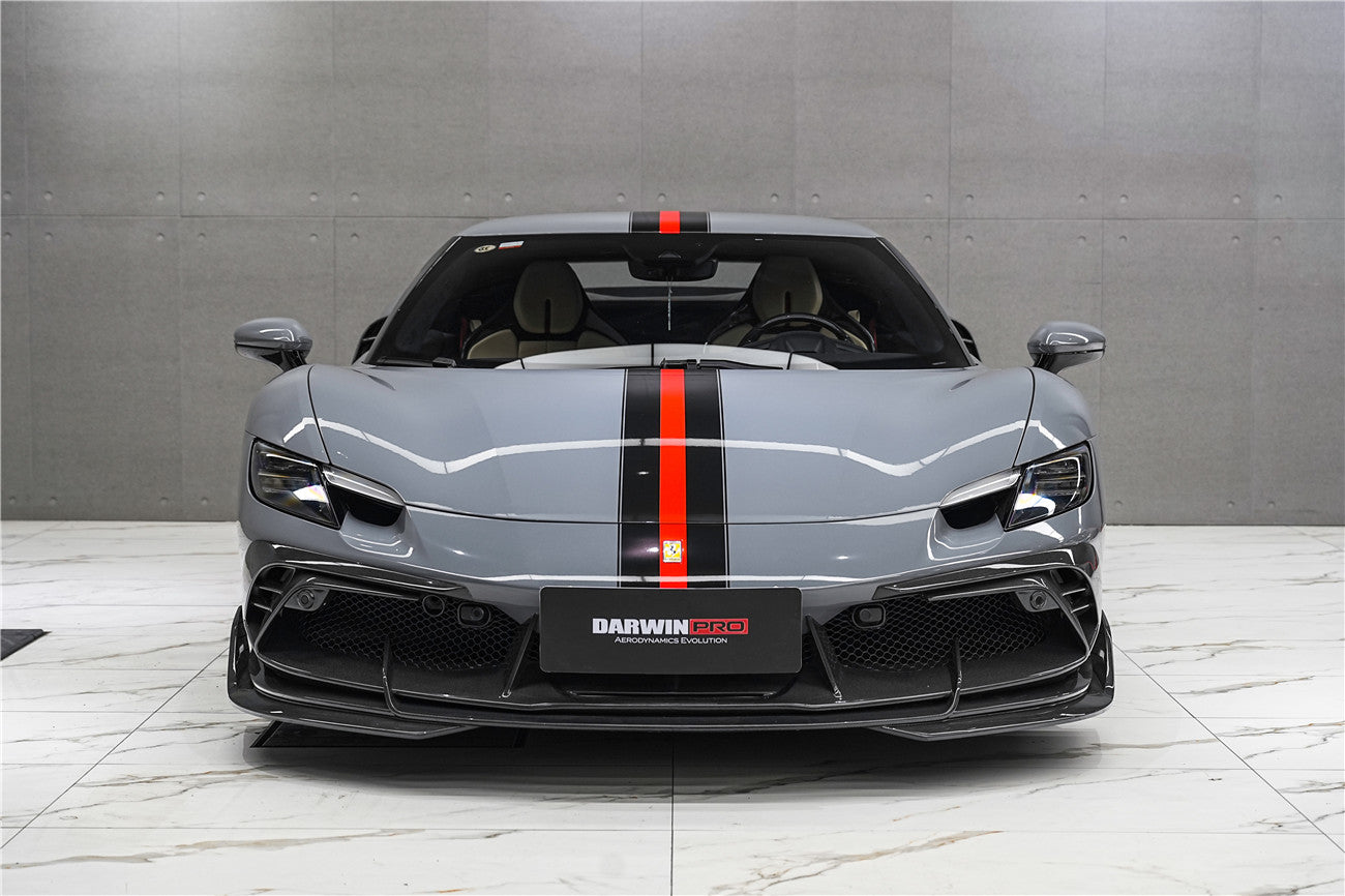 DarwinPRO 2022-2026 Ferrari 296 GTB & GTS Type F171 iMP Style Carbon Fiber Front Bumper Lip Splitter