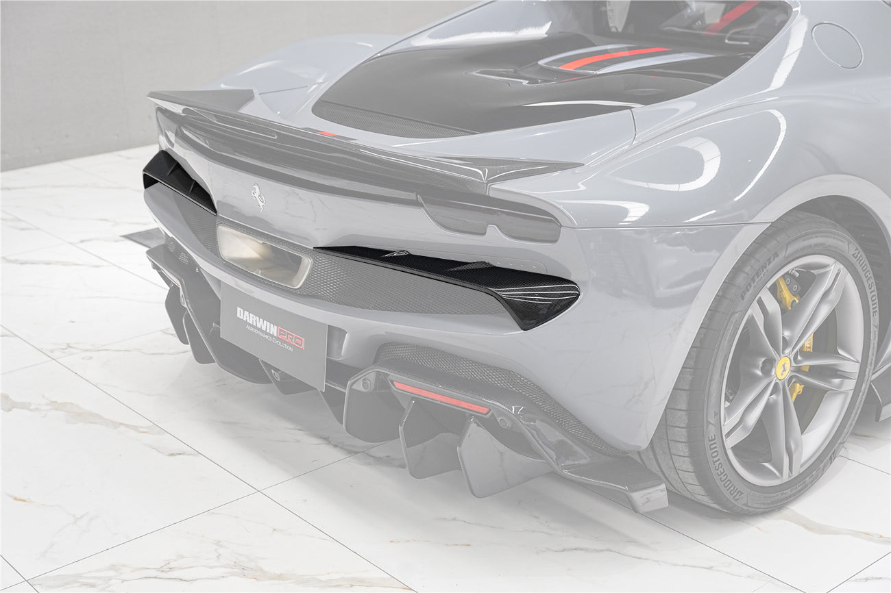 DarwinPRO 2022-2026 Ferrari 296 GTB & GTS Type F171 iMP Style Carbon Fiber Rear Bumper Trim