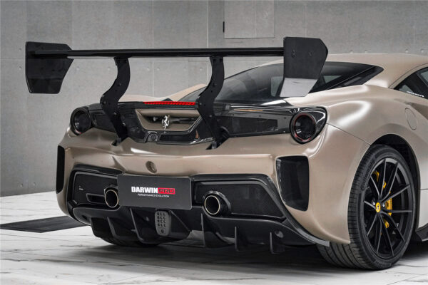 DarwinPRO 2015-2020 Ferrari 488 GTB Challenge Evo Modena Style Rear Bumper With Deck Lid Wing & Diffuser