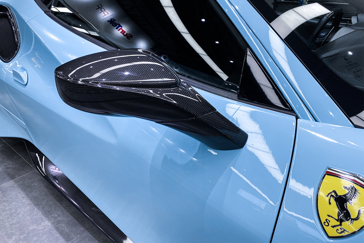 DarwinPRO 2015-2020 Ferrari Carbon Fiber Mirror House with Base Replacement DarwinPRO (OE) | Fits F8, 488, Pista - FF Performance