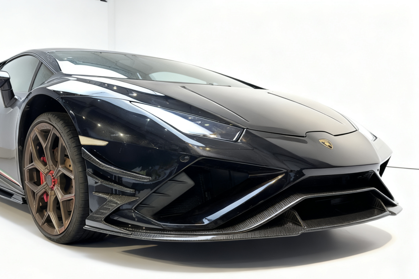 DarwinPRO 2019-2025 Lamborghini Huracan EVO RWD AD Style Dry Carbon Front Bumper Canards