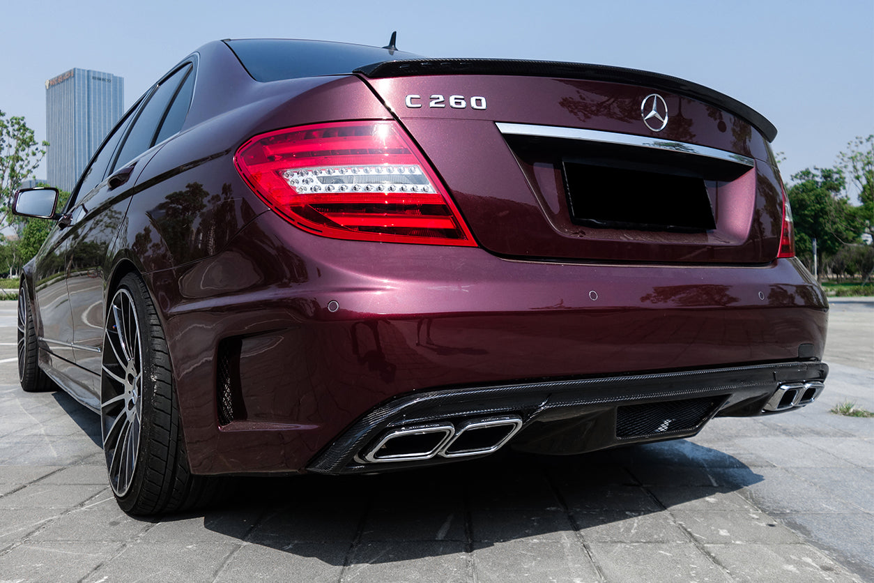 DarwinPRO 2008-2014 Mercedes Benz C Class W204 P Style Rear Bumper with Exhaust tips