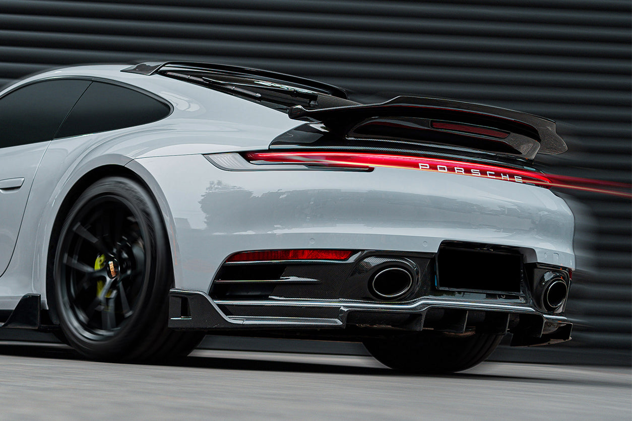 DarwinPRO 2019-2024 Porsche 911 992 Carbon Fiber Rear Lip DarwinPRO (BKSS) Fits Carrera, S, 4, 4S, Targa, Cabriolet