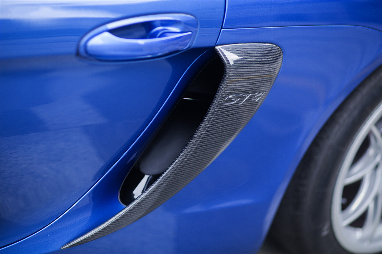 DarwinPRO 2012-2016 Porsche 981 Boxster Cayman GT4 Style Carbon Fiber Quarter Panel Side Scoops