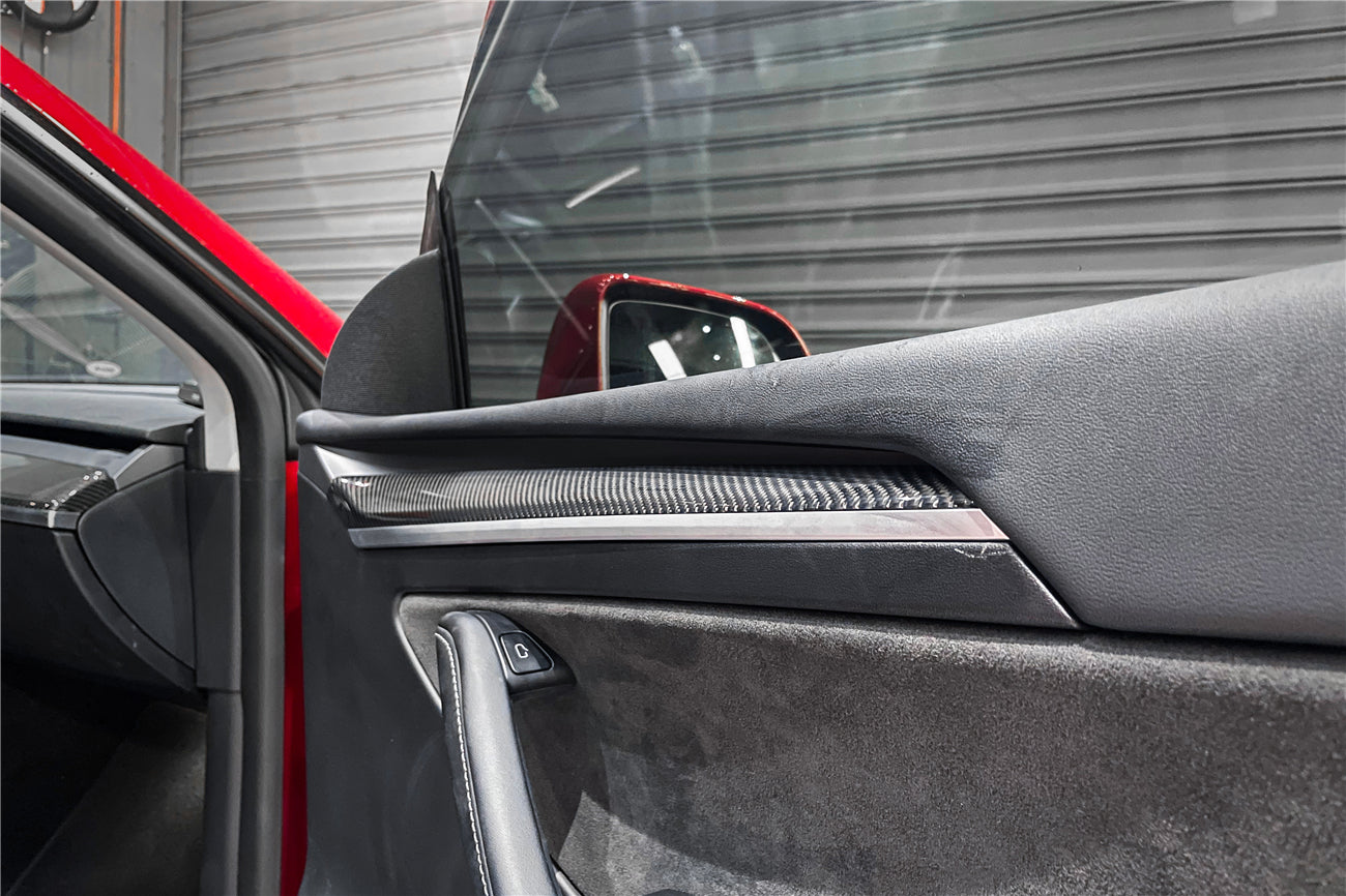 DarwinPRO 2020-2023 Tesla Model 3 Y OEM Style Autoclave Carbon Fiber Door Trim Interior Replacement