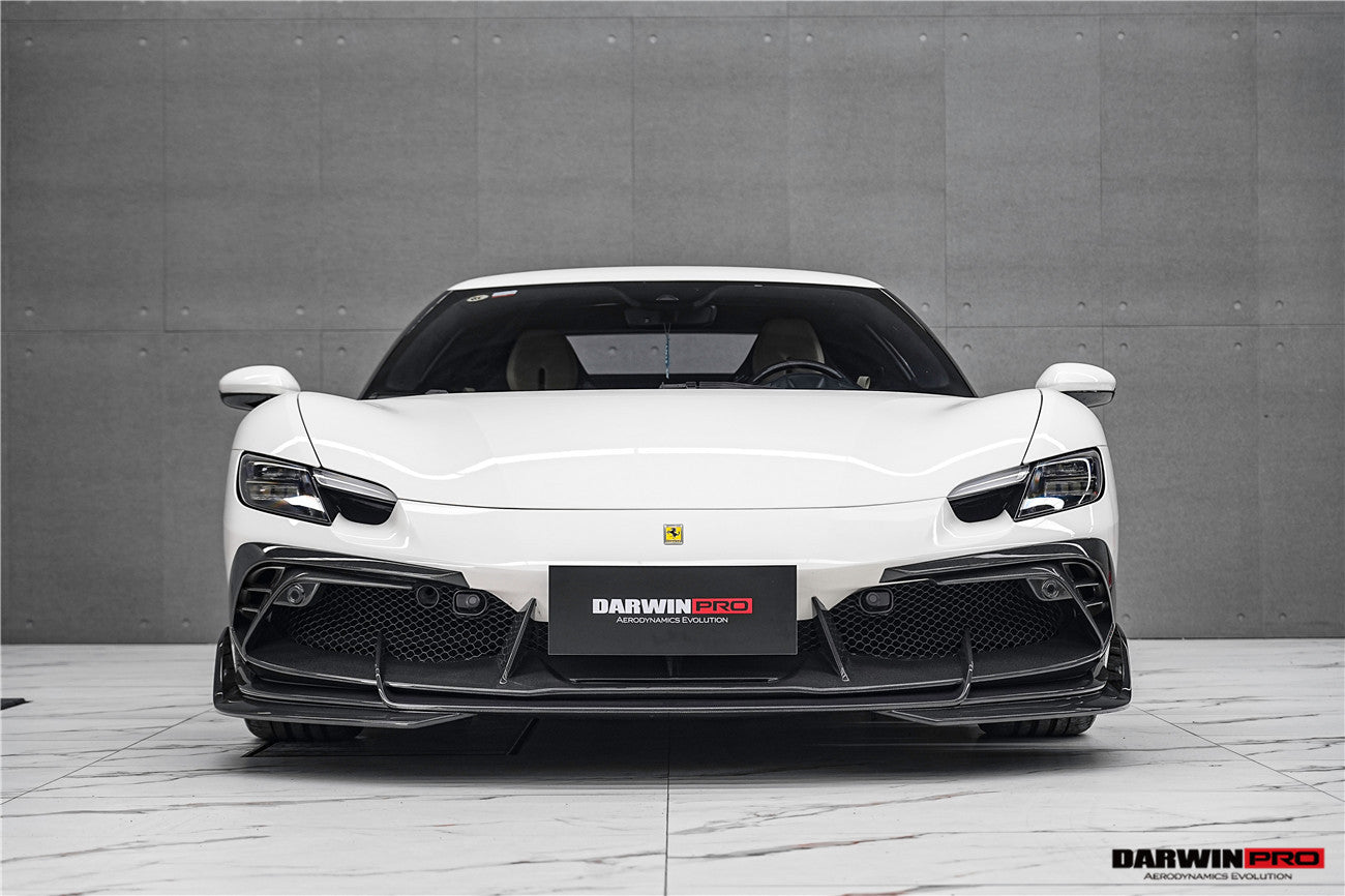 DarwinPRO 2022-2026 Ferrari 296 GTB & GTS Type F171 iMP Style Carbon Fiber Front Bumper Lip Splitter - detail 2