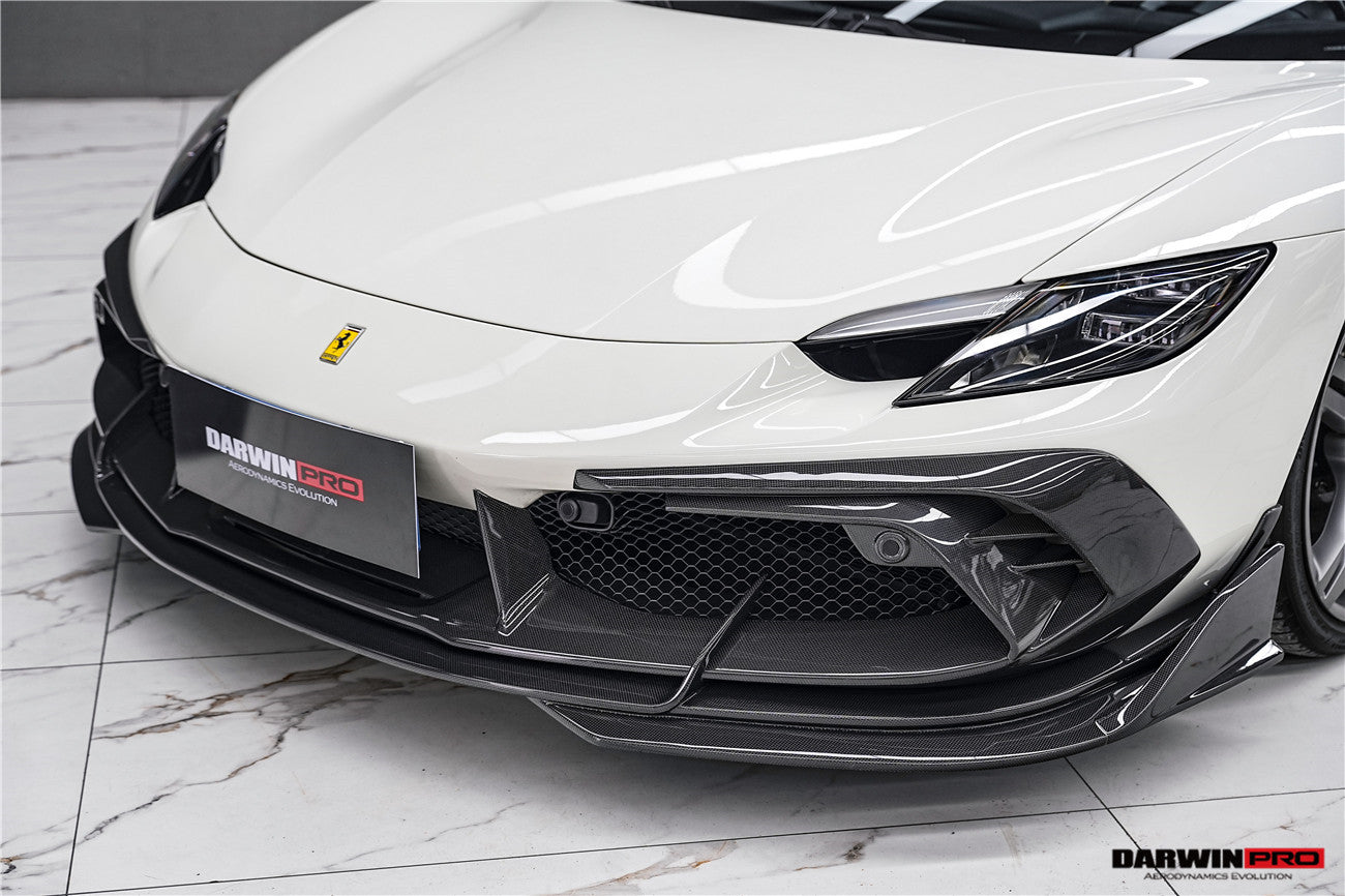 DarwinPRO 2022-2026 Ferrari 296 GTB & GTS Type F171 iMP Style Carbon Fiber Front Bumper Lip Splitter - detail 3