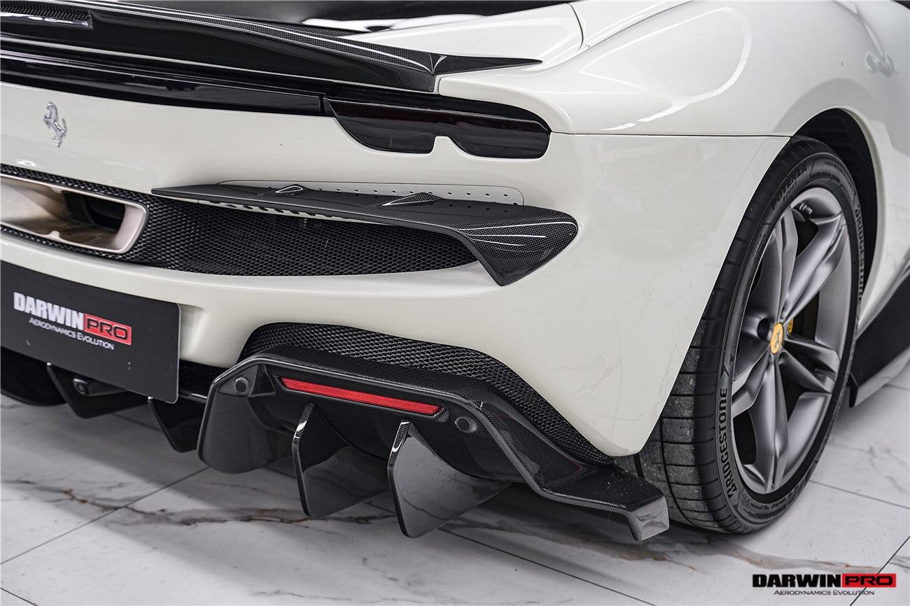 DarwinPRO 2022-2026 Ferrari 296 GTB & GTS Type F171 iMP Style Carbon Fiber Rear Bumper Trim - detail 2