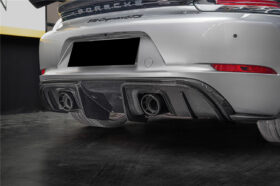 DarwinPRO 2016-2025 Porsche 718 Cayman Boxster GT4RS Style Autoclave Carbon Fiber Rear Diffuser Lip With Winglets And Exhaust Tips - image 1