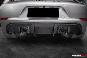 DarwinPRO 2016-2025 Porsche 718 Cayman Boxster GT4RS Style Autoclave Carbon Fiber Rear Diffuser Lip With Winglets And Exhaust Tips - image 2