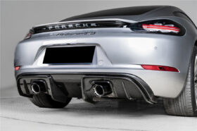 DarwinPRO 2016-2025 Porsche 718 Cayman Boxster GT4RS Style Autoclave Carbon Fiber Rear Diffuser Lip With Winglets And Exhaust Tips - image 5