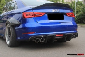 DarwinPRO 2013-2016 Audi S3 & A3 Sline Sedan BKSS Style Rear Diffuser with LED Light - image 7