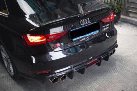 DarwinPRO 2013-2016 Audi S3 & A3 Sline Sedan BKSS Style Rear Diffuser with LED Light - image 2