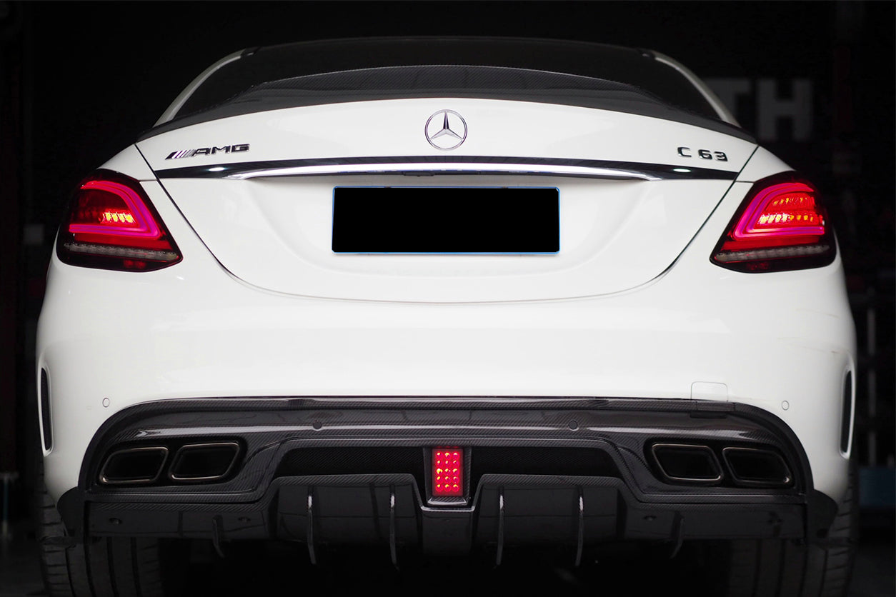 DarwinPRO 2015-2021 Mercedes Benz W205 C63 S AMG Sedan IMP Performance Carbon Fiber Rear Diffuser with Caps