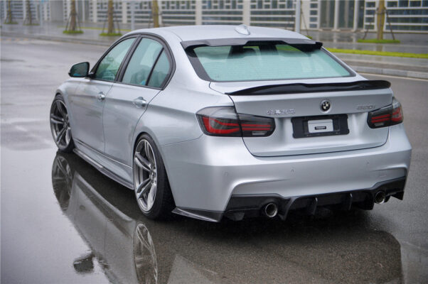 DarwinPRO 2013-2019 BMW 3 Series F30 F35 M-Tech GV Style Carbon Fiber Rear Lip with Caps