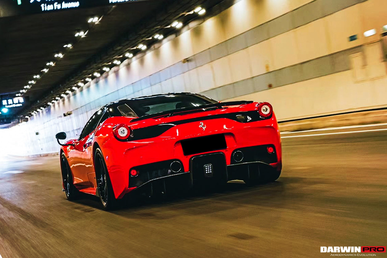 DarwinPro Aerodynamics DarwinPRO 458 Speciale Rear Bumper with Diffuser with Lights for Ferrari 458 - Image 2