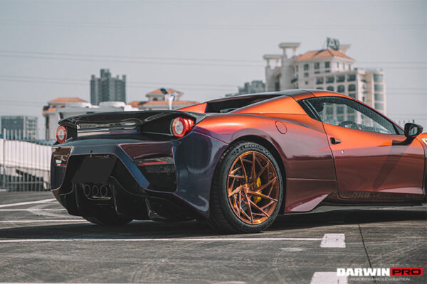 DarwinPRO 2010-2015 Ferrari 458 Spider BKSS Style Partial Carbon Fiber Rear Bumper And Fiber Trunk With Tail Light Cover