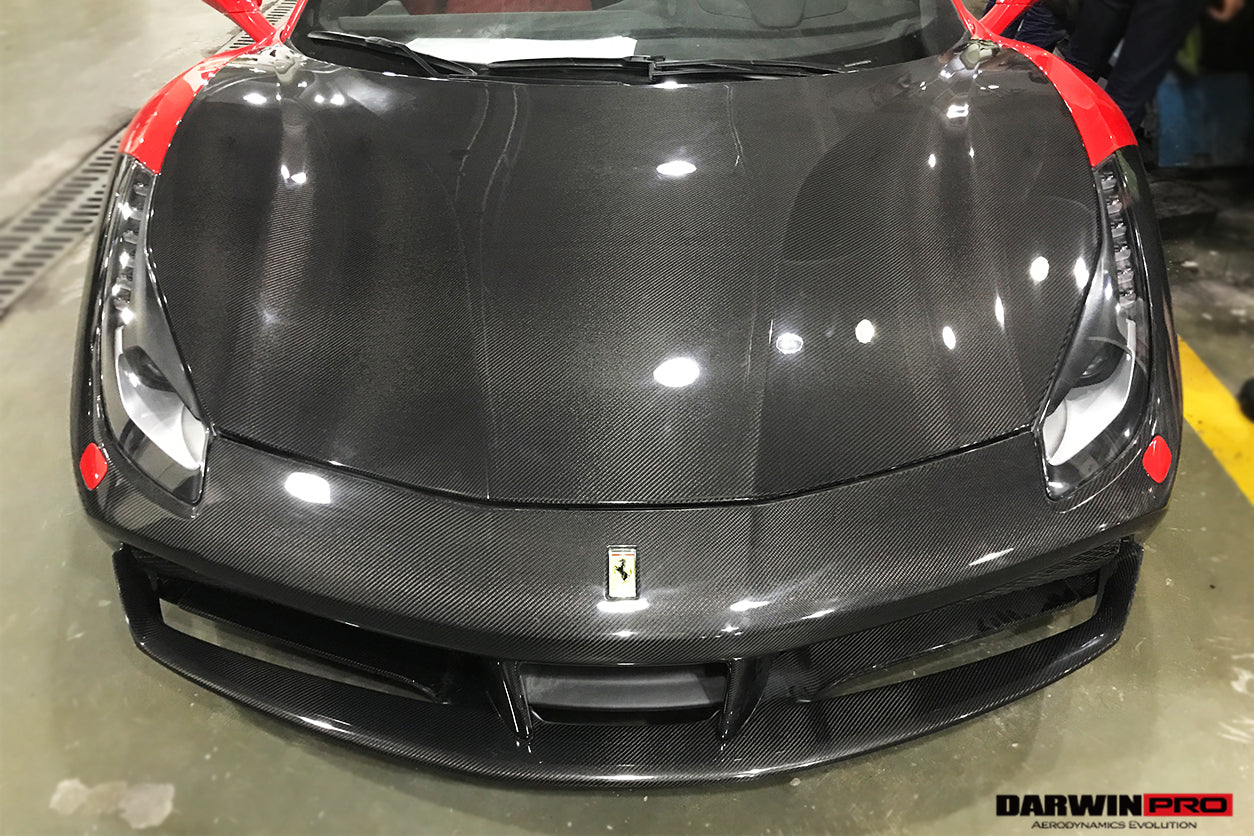DarwinPro Aerodynamics DarwinPRO 488 GTB & Spider Carbon Fiber Hood for Ferrari 488 - Image 2