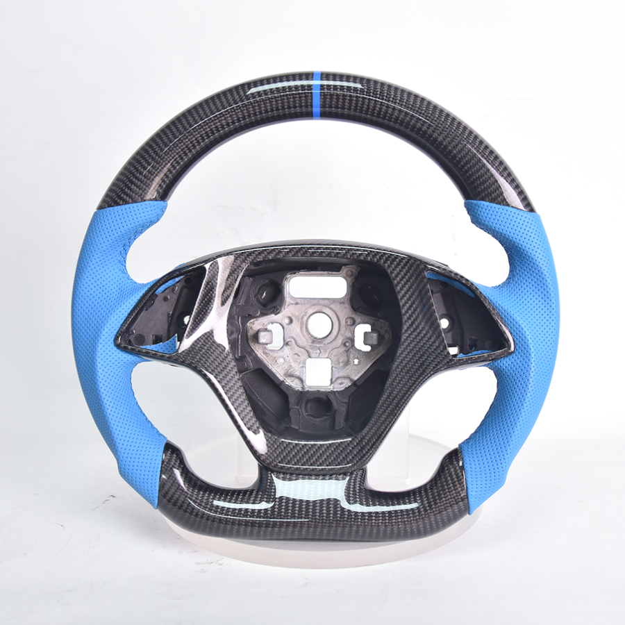 2014-2019 Chevrolet Corvette C7 Blue Leather Blue Stitching Carbon Fiber Steering Wheel