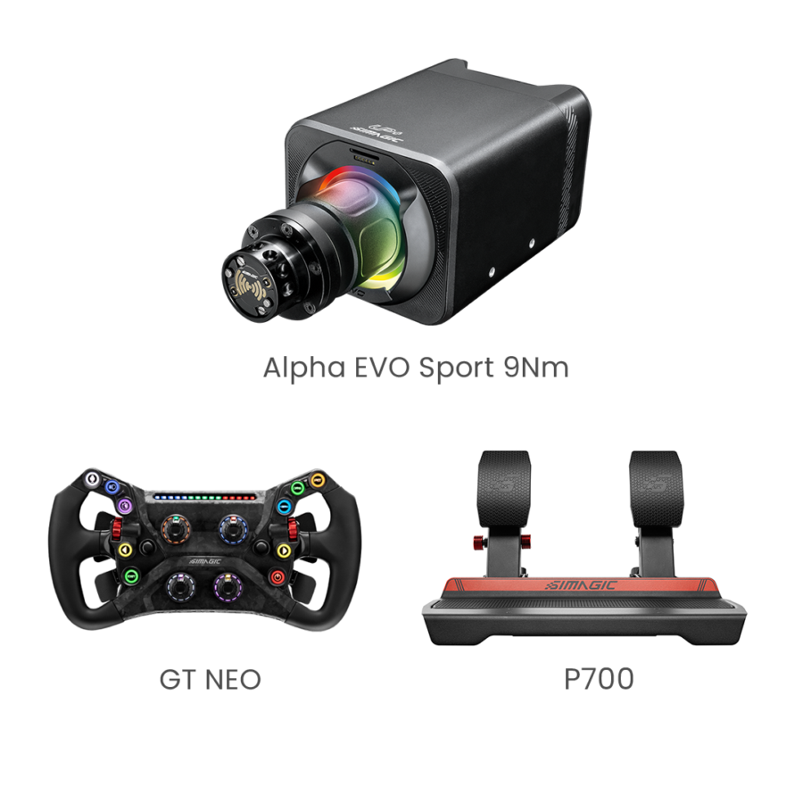 Simagic 9NM Entry Bundle - Alpha EVO Sport 9Nm wheelbase, GT NEO wheel, P700 pedals